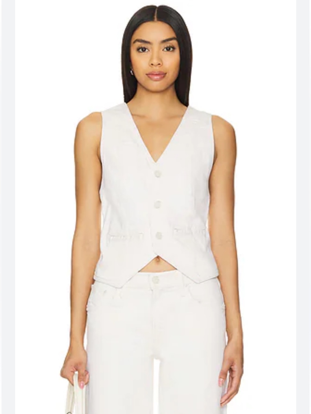 Young Fabulous & Broke Ivory V-Neck Buttoned Tank Vest